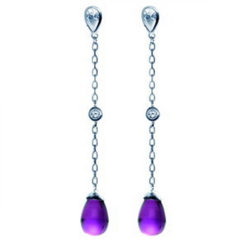 Pendientes Mulema Plata y C R amatista